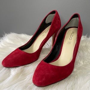ALDO Red Genuine Leather Suede Pump Heels sz 9.5